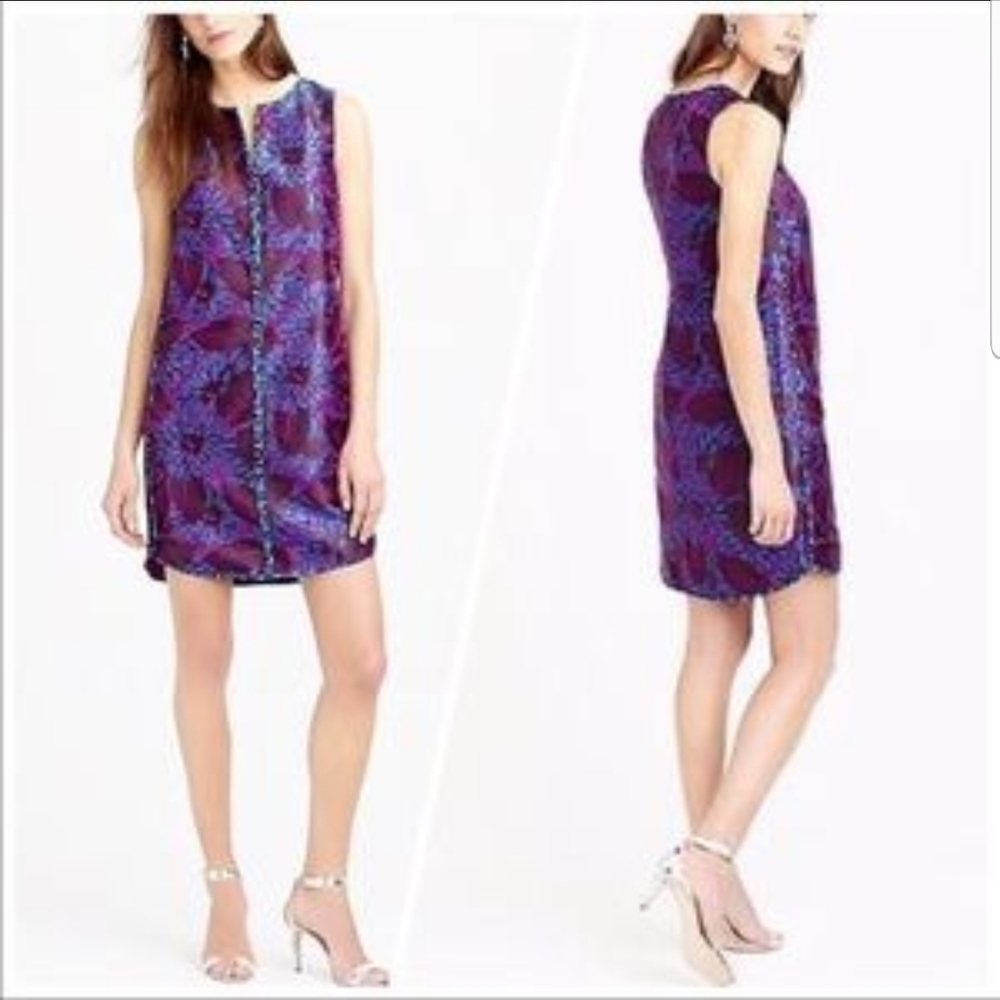 Jcrew Midnight Floral Jaquard Shift Dress